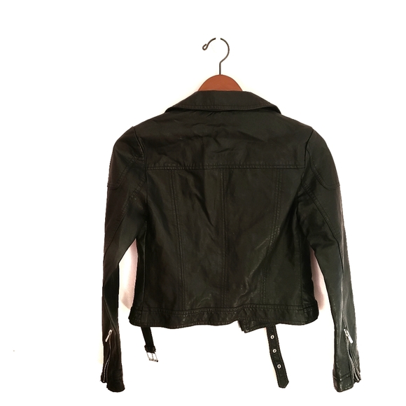 Mango MNG Faux Leather Black Jacket Size USA XXS - Picture 4 of 11